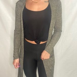 Green cardigan with slit on the side